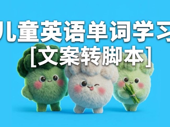 儿童英语单词学习视频-提示词-文案转剧本-字字动画提示词